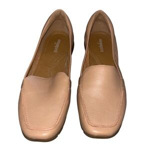 Easy Spirit Abide Leather Loafers Blush Pink Square Toe Slip On Flats 9.5W